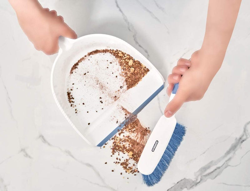 Superio Dustpan and Brush Set, Hand Broom with Ergonomic Grip Handle - Rubber Edge for Easy Dirt Pickup, Durable Material - Blue Hand Brush by Superio - Image 4